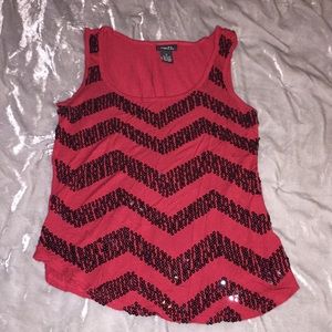 Chevron Sequenced red tank top